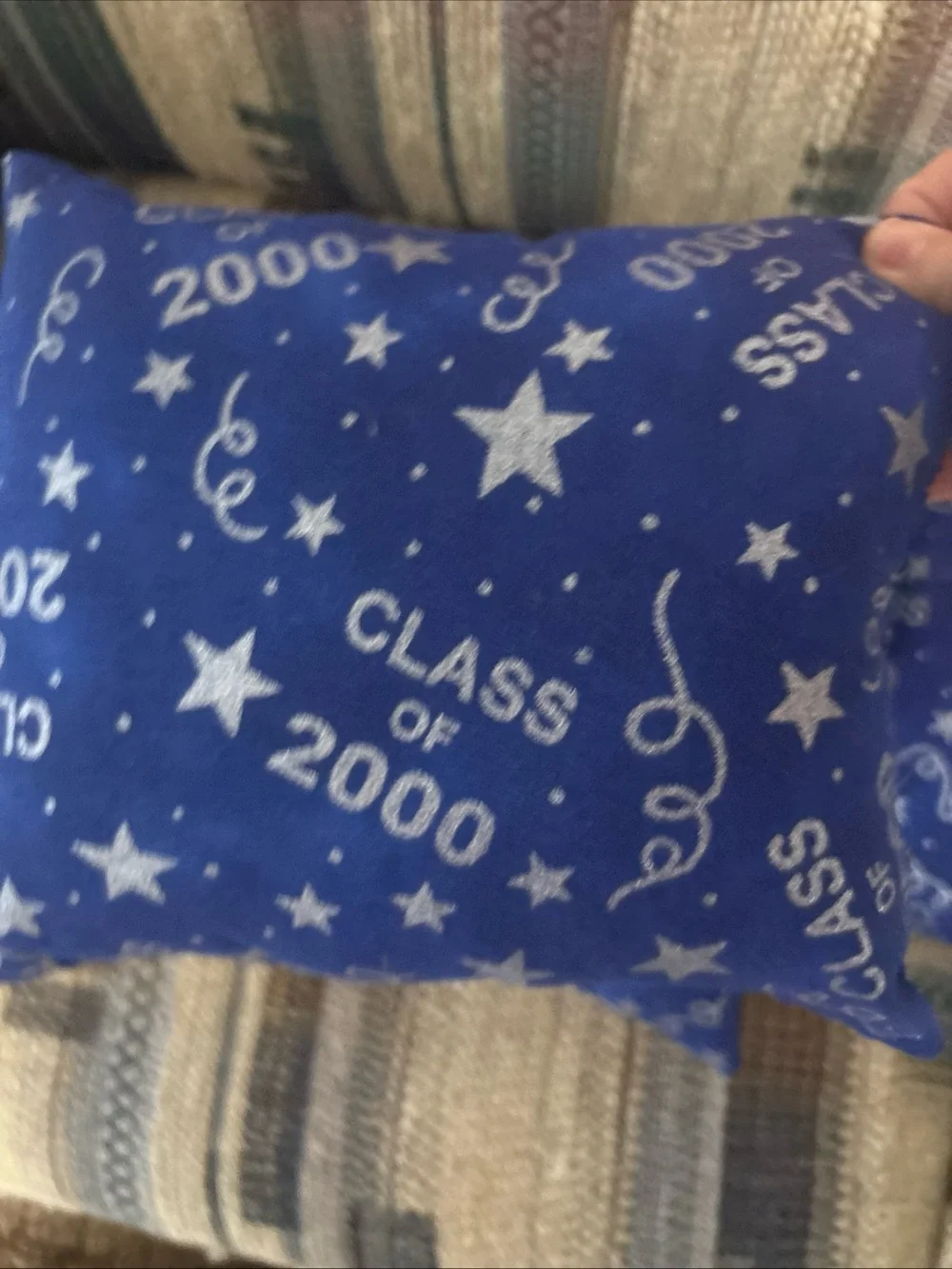 Decorative Blue 'Class of 2000' Accent Pillow Set of 4 handmade